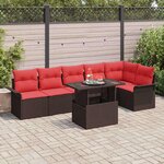 vidaXL Ensemble de canapé de jardin 7 Pièces Marron Poly rotin