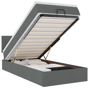 vidaXL Cadre de lit ottoman avec matelas gris foncé 100x200 cm tissu