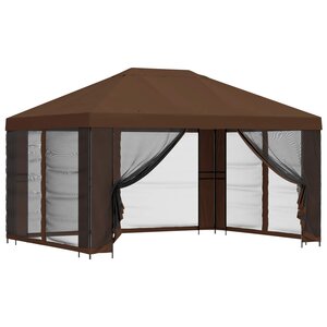 vidaXL Abri de jardin avec parois 4 × 3 m Marron Polyester et Acier