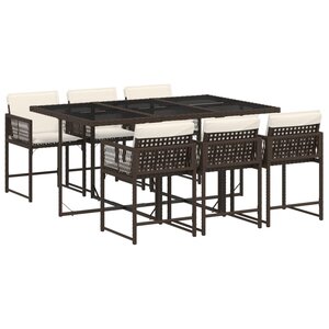 vidaXL Ensemble à manger de jardin et coussins 7 Pièces marron rotin