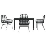 vidaXL Ensemble de dîner de jardin 5 pièces avec coussins Noir Rattan Poly