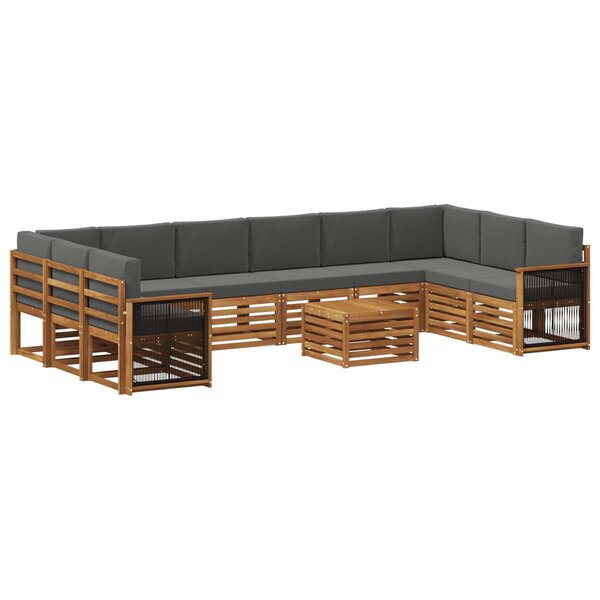 vidaXL Ensemble de canapés d'extérieur 8 pc Naturel et Anthracite