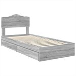 vidaXL Lit de Rangement Gris Sonoma 100 x 200 cm Bois d'ingénierie