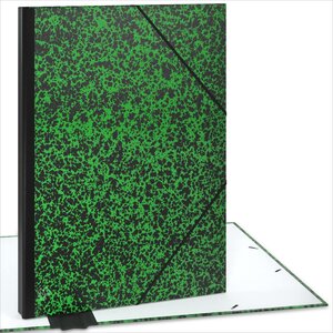 ACROPAQ Carton à dessin A2- 52 x 72 cm  XXL Grand  Avec fermeture élastique  Dos extensible pour plus d'espace- Vert-Noir