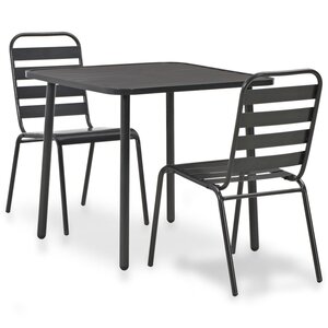 vidaXL Mobilier de bistro 3 Pièces Acier Gris foncé