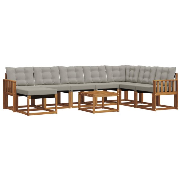 vidaXL Ensemble de canapés d'extérieur 9 pc Naturel et gris clair