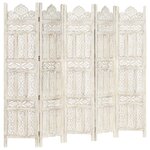 vidaXL Cloison de séparation 5 panneaux Blanc 200x165 cm Bois manguier