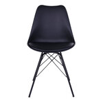 2 chaises de table à manger en cuir noir aux pieds noirs