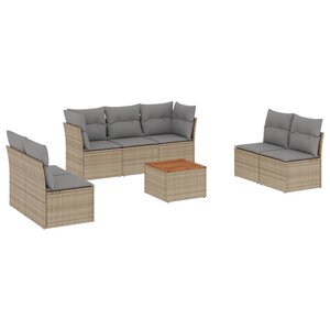 vidaXL Salon de jardin avec coussins 8Pièces mélange beige résine tressée
