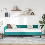 vidaXL Cadre de lit d'angle avec tête de lit Turquoise 100 cm x 200 cm