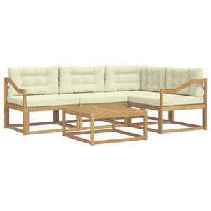 vidaXL Ensemble de canapés d'extérieur 5 pc Blanc et crème Polyester