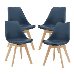 Lot de 4 chaises de salle à manger similicuir hêtre bleu 03_0006762
