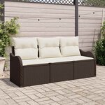 vidaXL Ensemble de canapé de jardin 3 Pièces Marron Poly rotin
