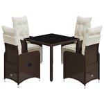 vidaXL Ensemble de bistro de jardin 5 Pièces coussins marron poly rotin