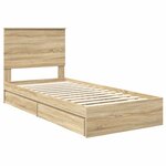 vidaXL Lit de Rangement Chêne Sonoma 90 x 190 cm Bois d'ingénierie