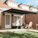 vidaXL Auvent Rétractable Noir 400 × 300 cm Tissu et Aluminium