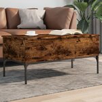 vidaXL Table basse chêne fumé 100x50x45 cm bois d'ingénierie et métal