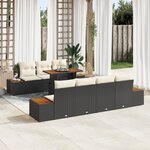 Ensemble de Canapé de Jardin de 8 pièces avec Coussins en Poly Rattan Noir