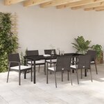 vidaXL Set de salle à manger de jardin 7 pièces avec coussins en poly rotin marron