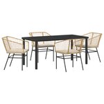 vidaXL Set de salle à manger de jardin 5 pièces avec coussins marron poly rotin