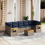 vidaXL Salon de jardin 8 Pièces avec coussins gris résine tressée