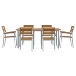 vidaXL Ensemble de salle à manger de jardin 7 pièces en bois massif d'acacia et métal