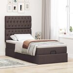 vidaXL Cadre de lit ottoman avec matelas marron foncé 100x200 cm tissu