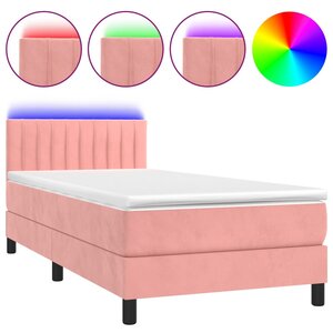 vidaXL Sommier à lattes de lit avec matelas et LED Rose 100x200 cm