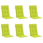 vidaXL Coussins de chaise de jardin à dossier haut lot de 6 vert vif