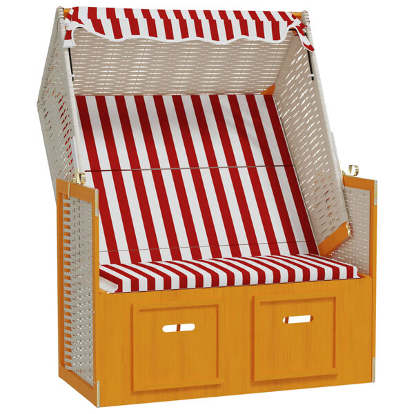 vidaXL Strandkorb avec auvent résine tressée bois solide rouge blanc