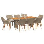 vidaXL Ensemble de salle à manger pour jardin 9 Pièces Beige polyrotin