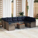 vidaXL Ensemble de canapé de jardin avec coussin 10 Pièces Gris polyrotin