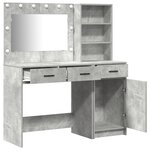 Set coiffeuse 2 pièces avec LED en bois d'ingénierie gris béton