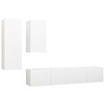 vidaXL Ensemble de meubles TV 4 Pièces Blanc Bois d'ingénierie