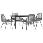 vidaXL Ensemble à manger jardin coussins 5 Pièces gris poly rotin verre