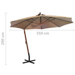 vidaXL Parasol de jardin suspendu avec mât taupe bois de sapin massif