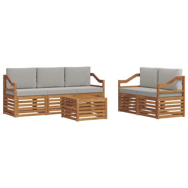 vidaXL Ensemble de canapés d'extérieur 6 pc Naturel et gris clair