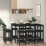 vidaXL Ensemble de bar 9 Pièces Noir Bois de pin massif