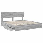 vidaXL Lit de Rangement Gris Sonoma 200 x 200 cm Bois d'ingénierie