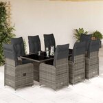 vidaXL Ensemble de bistro de jardin 9 Pièces coussins gris poly rotin