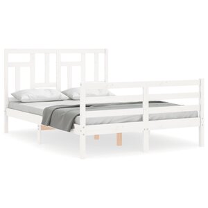 vidaXL Cadre de lit sans matelas blanc bois massif