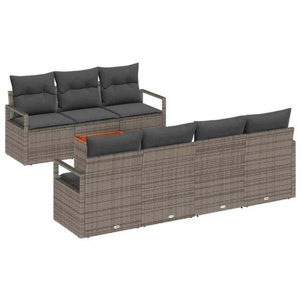 vidaXL Ensemble de canapé de jardin avec coussin 8 Pièces Gris Poly rotin