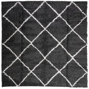 vidaXL Tapis shaggy à poils longs moderne noir et crème 160x160 cm