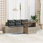 vidaXL Ensemble de Canapé de Jardin 5 Pièces avec Coussins Gris en Rotin Poly