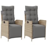 vidaXL Chaises inclinables de jardin lot de 2 avec repose-pied rotin