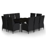vidaXL Ensemble à dîner de jardin 11 Pièces Résine tressée Noir
