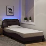 vidaXL Cadre de lit avec LED sans matelas marron foncé 90x200 cm tissu