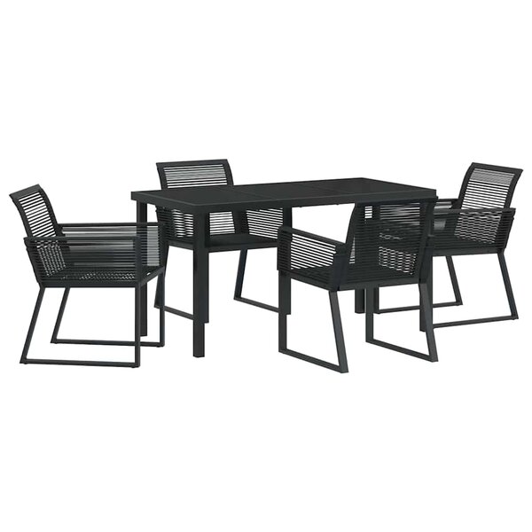 vidaXL Ensemble de salle à manger pour jardin 5 Pièces Noir