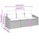 vidaXL Ensemble de salle à manger de jardin 3 pièces avec coussins en poly rattan noir
