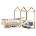 vidaXL Ensemble de lit de jour et de banc et toit 80x200 cm pin massif